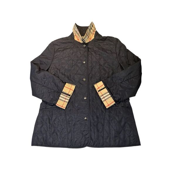 BURBERRY London Navy Blue Quilted Check Lined Jacket - Picture 4 of 13